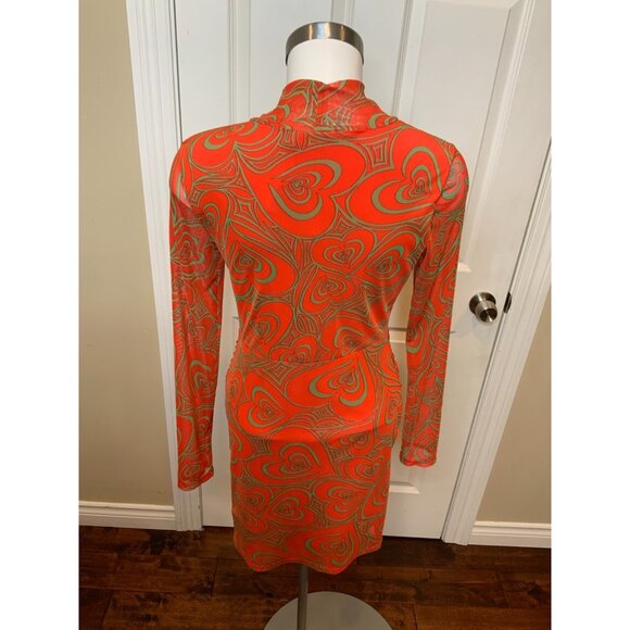 Lisa Says Gah Elenor Wild Hearts Red Ruched Mesh Mini Dress NWT, Size L - Picture 6 of 7